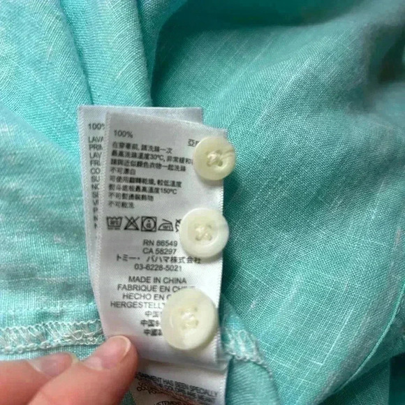 Tommy Bahama Linen Blue Button Up Shirt Long Sleeve Adult 3XL - Picture 13 of 14